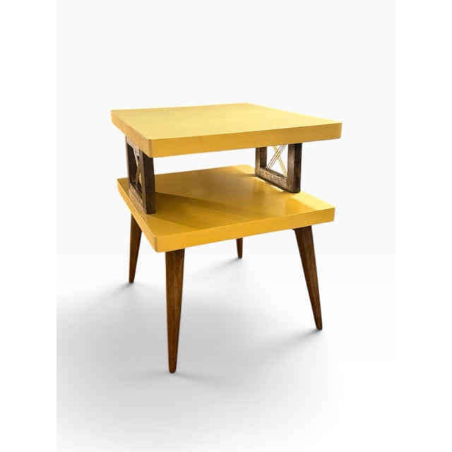 Mid-Century Modern Vintage Refinished Mid-Century Modern Two-Tier Side Table For Sale - Image 3 of 9