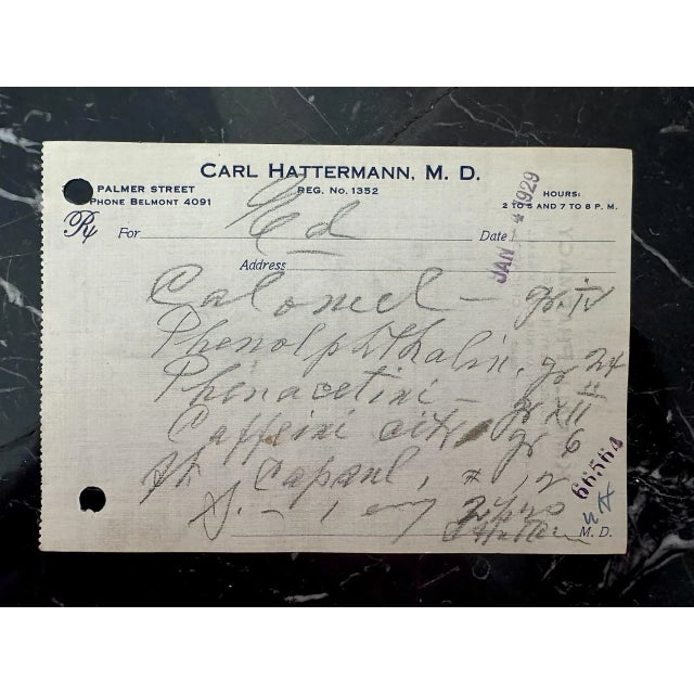 Traditional Set of 10 Vintage Compounding Prescriptions – 1929 Medical Ephemera For Sale - Image 3 of 10
