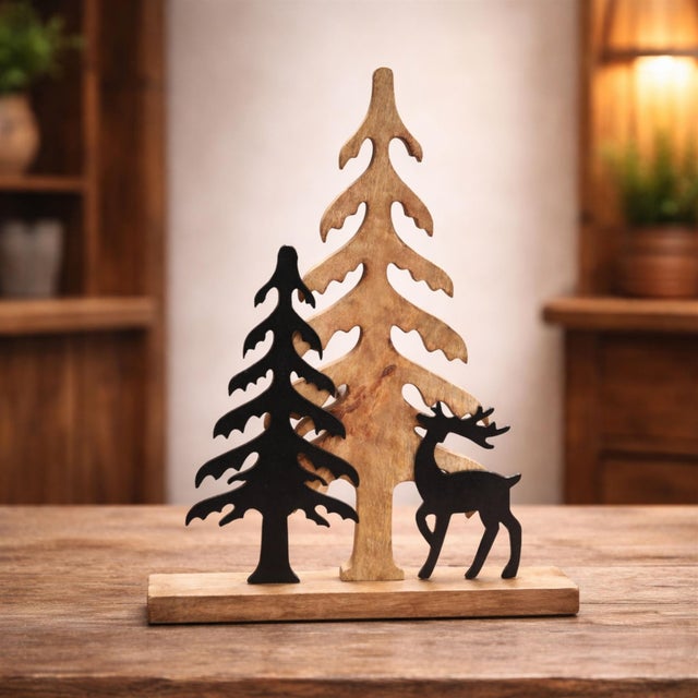 Bring rustic woodland charm into your home with this Deer and Trees Silhouette Décor. Featuring layered pine tree cutouts...
