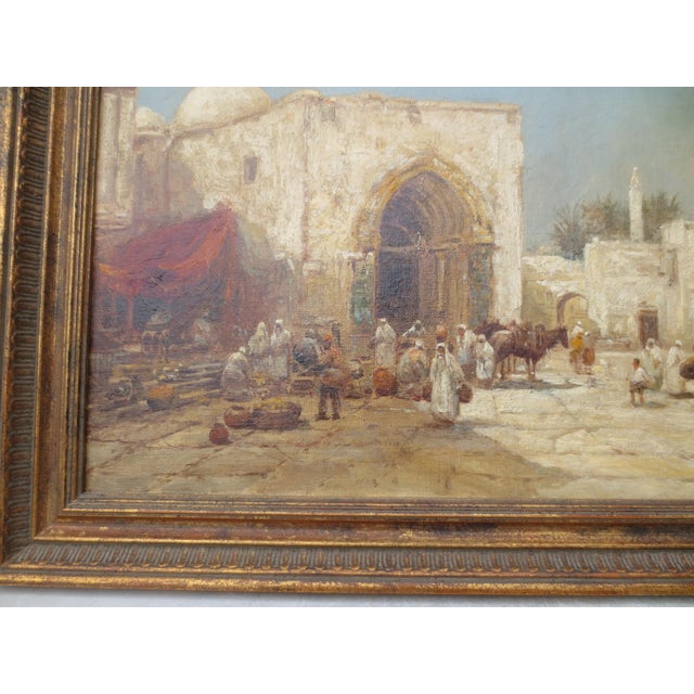 1910s Moroccan Market Oil on Canvas by Arthur Diehl Circa 1911 For Sale - Image 5 of 8