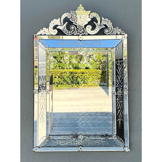 Vintage Venetian Etched Glass Mirror For Sale - Image 12 of 12