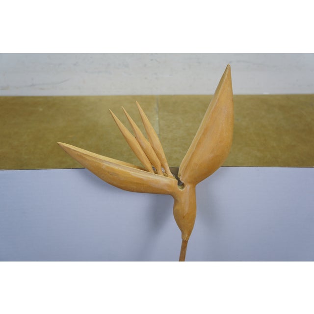 Mid Century Modern Carved Teak Bird of Paradise & Leaf Botanical Arrangement 46" For Sale - Image 9 of 15