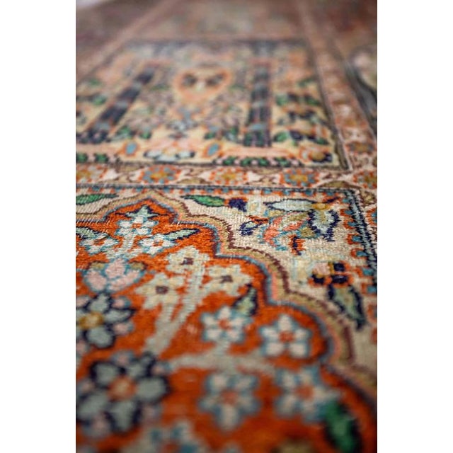 Hand-knotted silk rug on cotton warp with a beautiful cassette motif. The rug is clean and fresh, very pleasant to the...