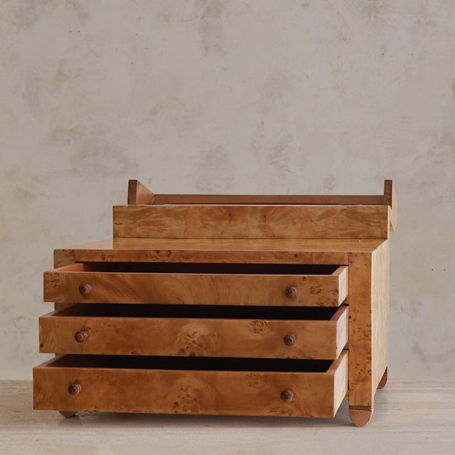 Italian Burlwood Jewelry Chest with Three Drawers, 1960s For Sale - Image 4 of 11