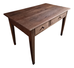 Antique French Cherrywood Dining Table with Two Drawers, 1890s