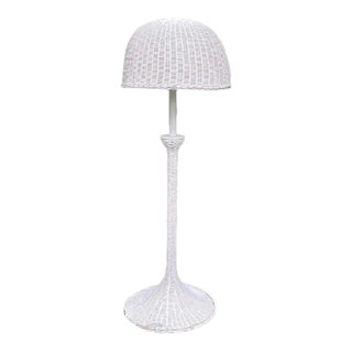 Vintage Wicker Floor Lamp With Mushroom Shade. Mid Century or Earlier For Sale