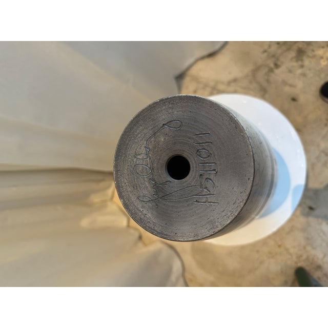 Late 20th Century Late 20th Century Handcrafted Raku Ceramic Vase With Crackled Glaze and Drainage Hole For Sale - Image 5 of 10