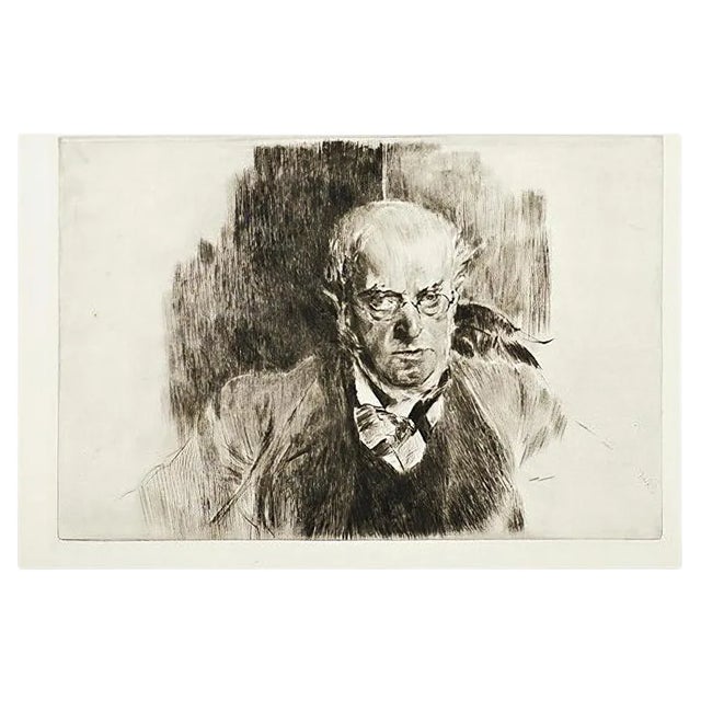 Portrait of Adolph Menzel - Original Etching by Giovanni Boldini - 1897 1897 For Sale