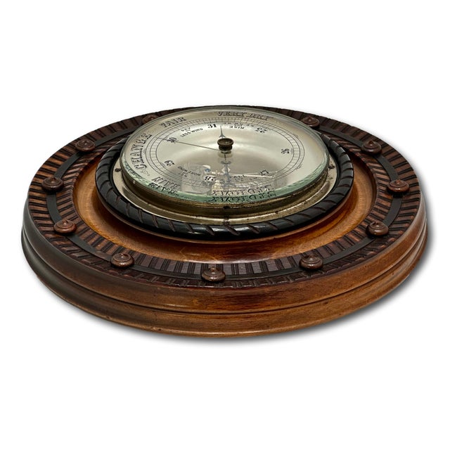 Beautiful and Fine Quality Antique Carved Mahogany Wall Barometer With Transparent Glass Dial - Circa 1890s For Sale - Image 10 of 18