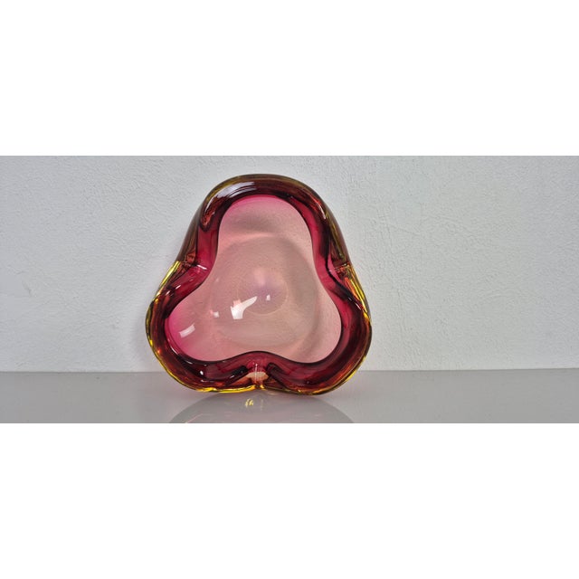 Pink and Yellow Murano Glass Ashtray, Italy, 1960s For Sale - Image 11 of 13