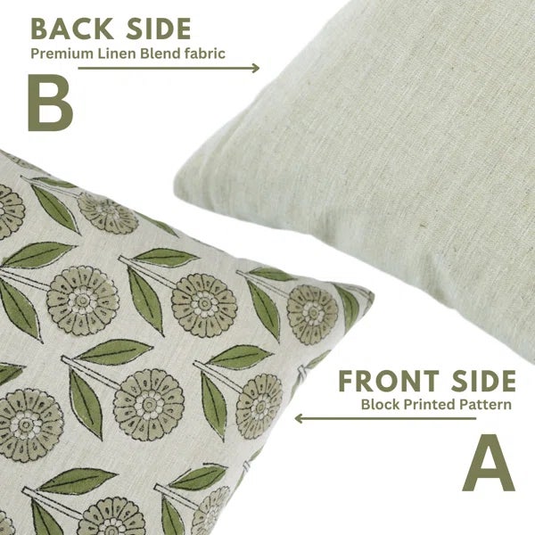 Rustic Fabdivine Handmade Block Print Decorative Cushion Cover 22x22 Inch Genda Pushp For Sale - Image 3 of 5