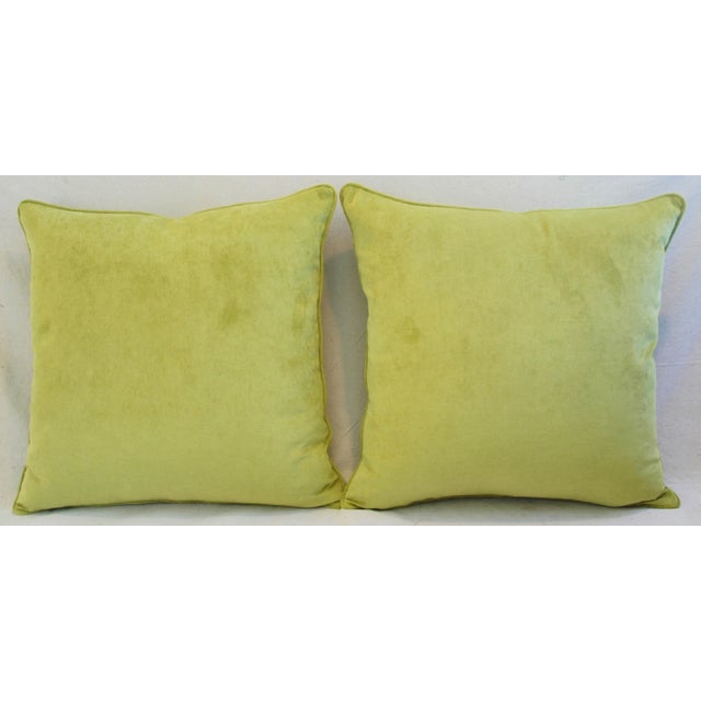 Custom Tailored Apple Green Velvet Feather/Down Pillows - A Pair For Sale - Image 4 of 10