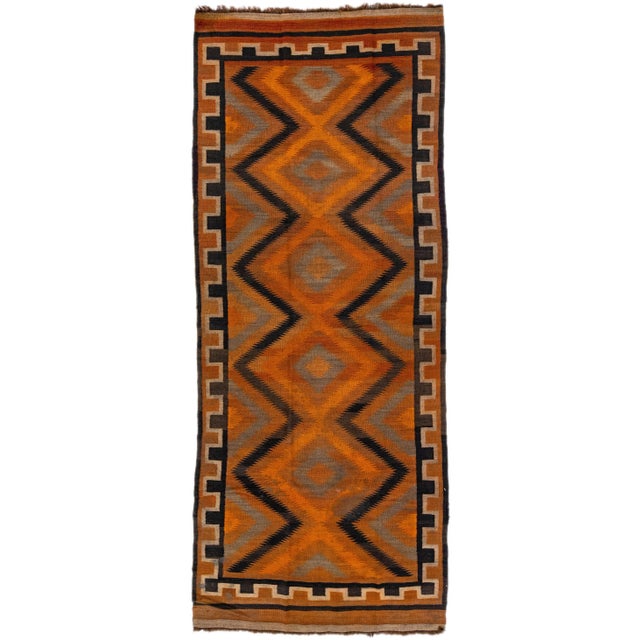 Orange 1960s Vintage Turkish Kilim Orange Handmade Tribal Wool Rug For Sale - Image 8 of 8