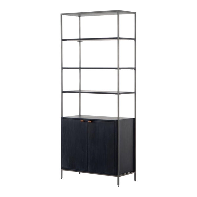 Four Hands Trey Modular Wide Bookcase, Black Wash For Sale