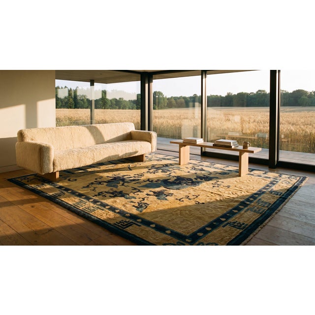 Brown Antique Chinese Ningxia Rug 4' 4'' x5' 8'' For Sale - Image 8 of 10