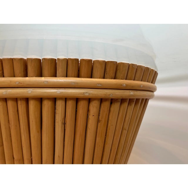 1970 Large Wheat Sheaf Shaped Dining Table With Oval Beveled Glass Top on Bamboo Base For Sale - Image 9 of 12