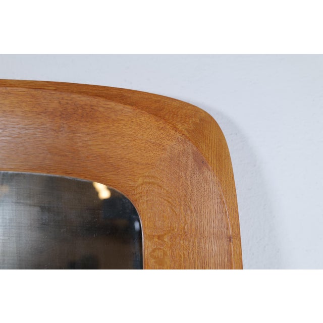 Midcentury Modern Sculptural Wall Mirror in Oak and Crystal Glass, 1960s For Sale - Image 15 of 18
