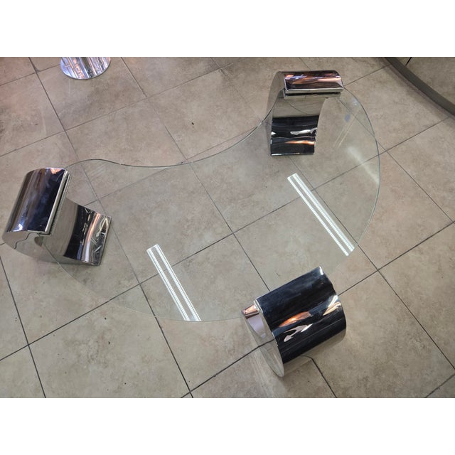 Chrome VIntage Chrome and Glass Coffee Table by Karl Springer For Sale - Image 8 of 8