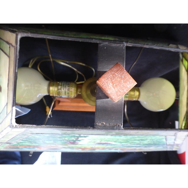 1990s Augusta National/Masters Golf 12th Hole Slag/Stained Glass Desk Lamp For Sale - Image 4 of 5