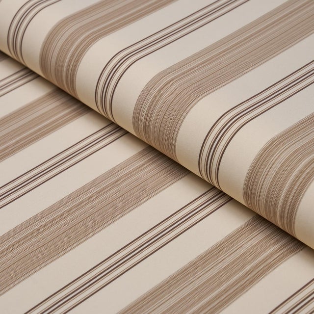 Schumacher Schumacher Jefferson Tented Stripe Fabric In Brown For Sale - Image 4 of 5