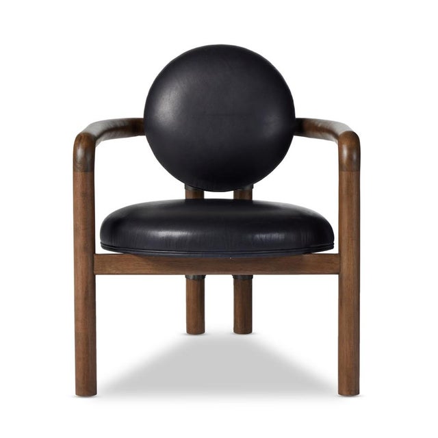 Wood Four Hands Bria Chair, Heirloom Black Leather For Sale - Image 7 of 12