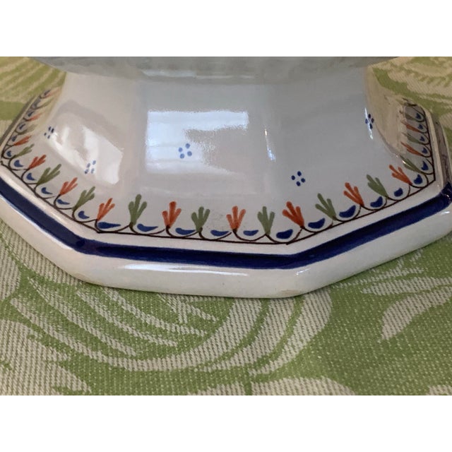 Mid 20th Century French Rouen Style Faience Compote Pedestal Bowl For Sale - Image 5 of 12