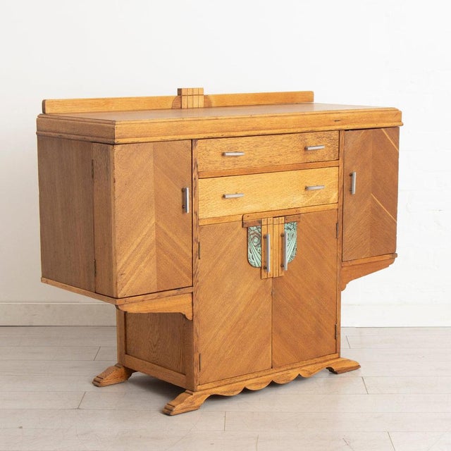Art Deco Oak Sideboard with Chrome Handles, 1930s For Sale - Image 11 of 13