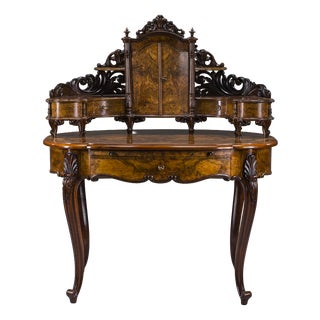 Antique Louis Philippe Walnut Vanity Desk, 1860 For Sale