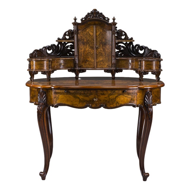 Antique Louis Philippe Walnut Vanity Desk, 1860 For Sale