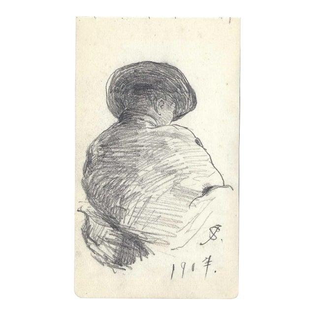 1907 Drawing of a Figure in Japan For Sale