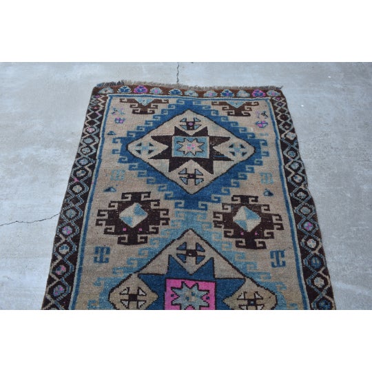 Tribal Vintage Oushak Rug-3'6" X 9'3" For Sale - Image 3 of 7