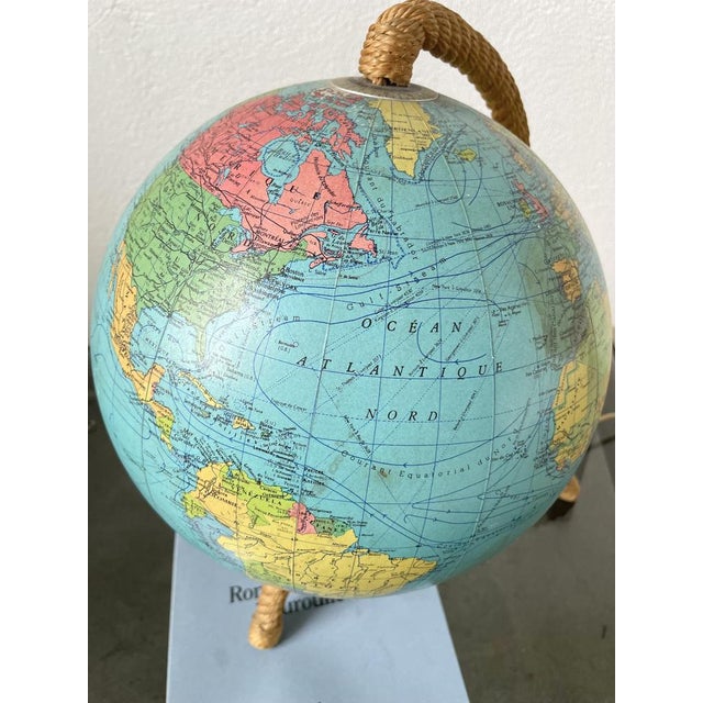 Luminous Terrestrial Globe Tarride attributed to Adrien Audoux & Frida Minet, 1950s For Sale - Image 9 of 18