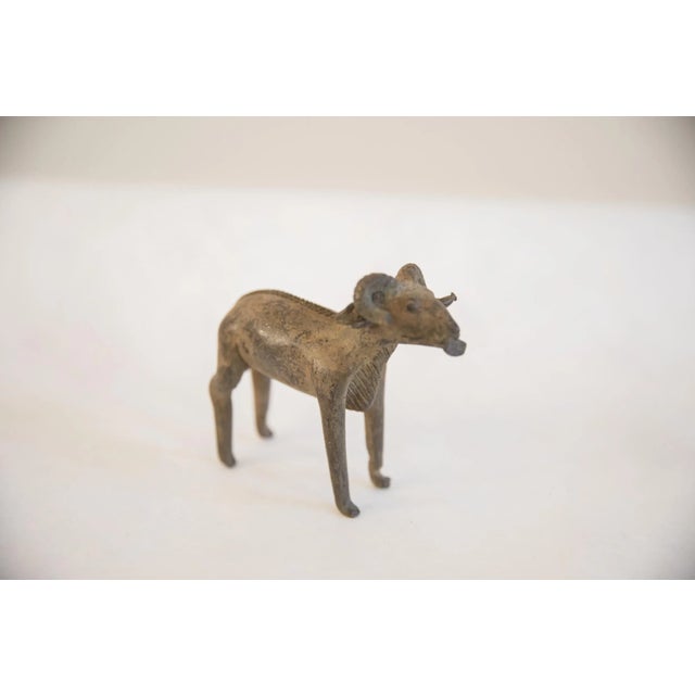 African Vintage African Imperfect Ram With Leaf Sculpture For Sale - Image 3 of 7