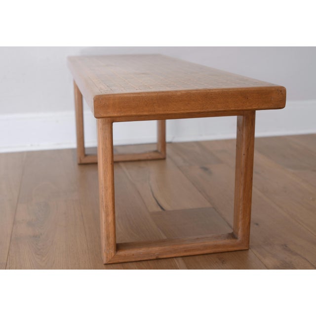 Mid Century Modern Square Pattern Inlay Wood Bench For Sale - Image 10 of 13