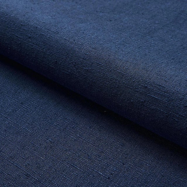 Sample - Schumacher Marco Performance Linen Fabric in Indigo For Sale