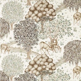 Morris & Co. The Brook WW Fabric in Sage/Linen For Sale