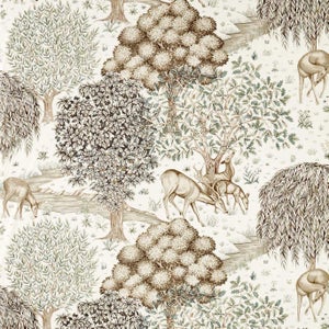 Morris & Co. The Brook WW Fabric in Sage/Linen