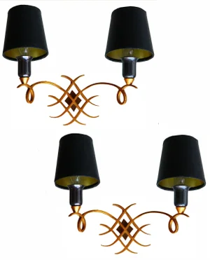 Jules Leleu Vintage 1950 Sconces - A Pair