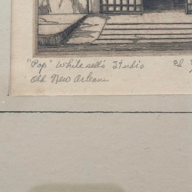 Eugene E. Loving Signed & Numbered “Pop Whitesell’s Studio” New Orleans Etching, 3/200 For Sale - Image 4 of 7