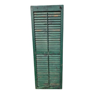 Antique American Green Farmhouse Shutter 19th C Architectural Salvage For Sale