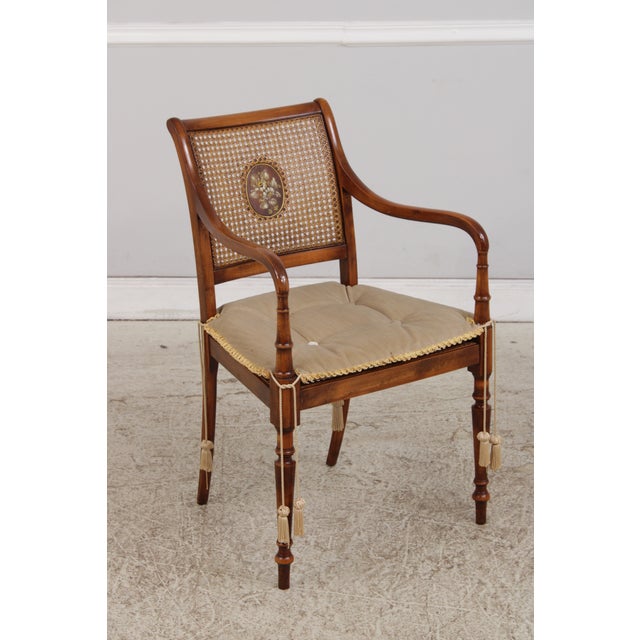 Pair English Adams Style Painted Back Cane Armchairs For Sale - Image 4 of 16