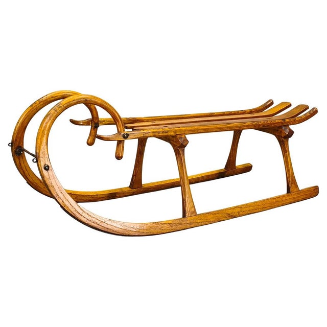Oak Sled, Former Czechoslovakia, 1930s For Sale - Image 15 of 15