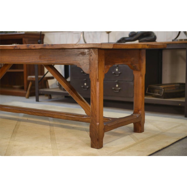 Mid-Century Modern Large Elm Farmhouse Table, 1950s For Sale - Image 3 of 15