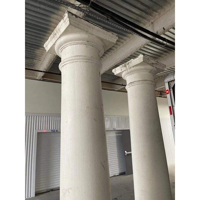 Pair of Painted Wood Full-Length Columns with Capitals and Bases, 19th Century For Sale - Image 4 of 12