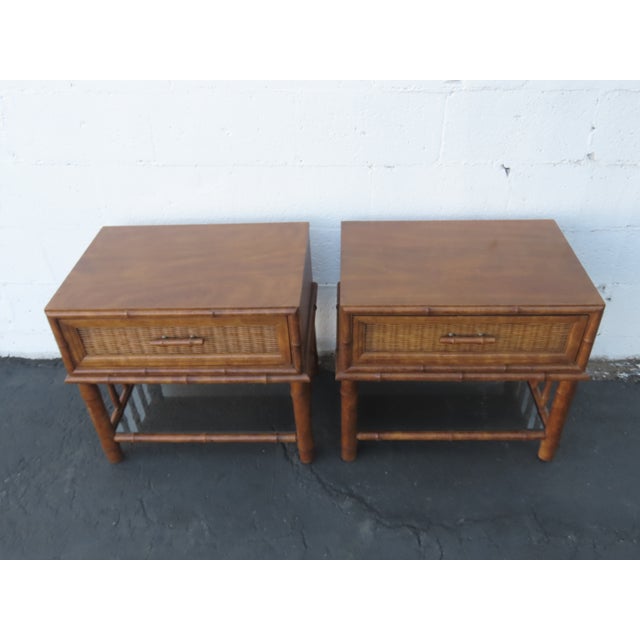 American of Martinsville Hollywood Regency Bamboo Nightstands a Pair 6449 For Sale - Image 9 of 18