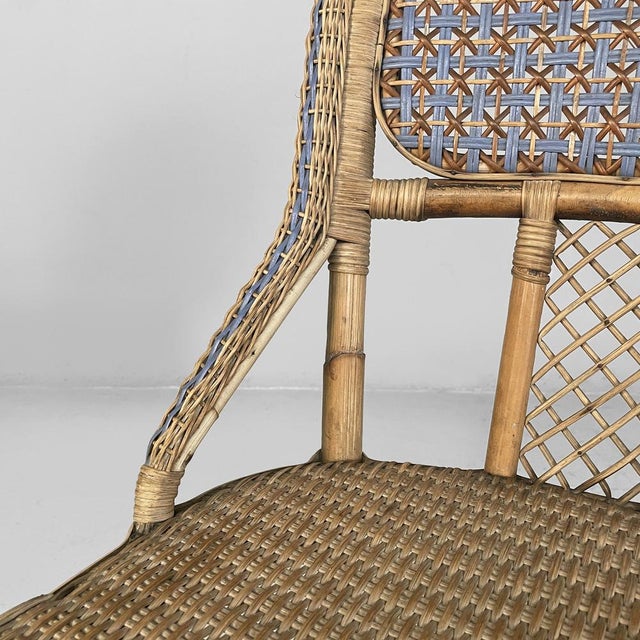 Blue Art Nouveau Italian Chairs in Rattan and Light Blue Rattan, 1900s, Set of 2 For Sale - Image 8 of 18