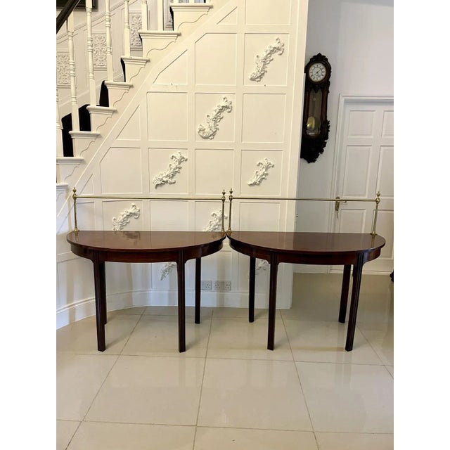 Antique George III Mahogany Demi-Lune Consoles Tables, 1800, Set of 2 For Sale - Image 3 of 11