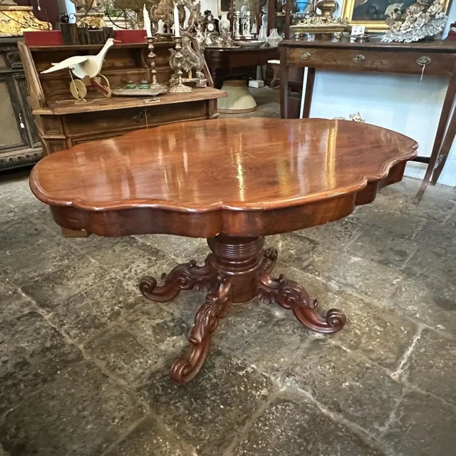 1880s Louis Philippe Mahogany Feather Turtle Shell Shaped Sicilian Side Table For Sale - Image 6 of 11
