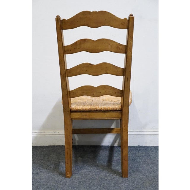 High End Vintage Solid Rubberwood Country French Ladderback Dining Side Chair W. Rush Seat For Sale In Kansas City - Image 6 of 10