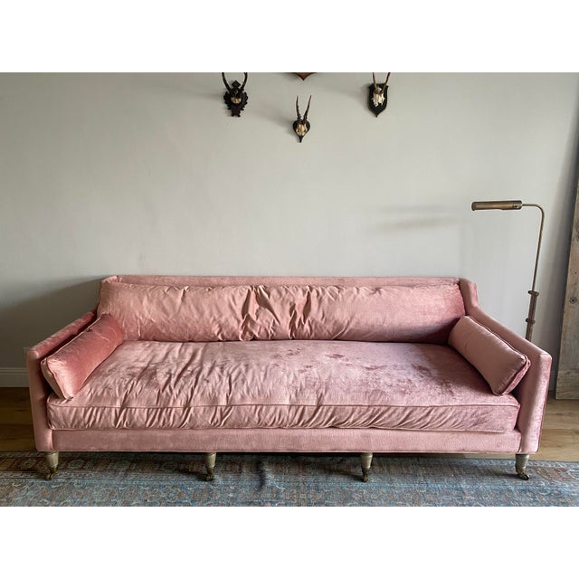 Early 21st Century Anthropologie Pink Velvet Couch Chairish